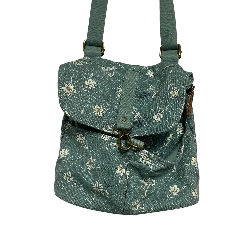 FatFace Green Haze Floral Bee Canvas Mini Backpack Rucksack 100% cotton